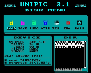 UP 2 Diskettenmenü